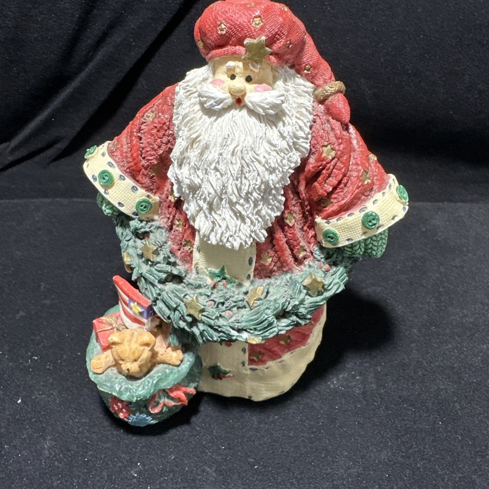 Unbranded Santa Claus Figurine Holiday Decor Red One Size Excellent Wreath Stars